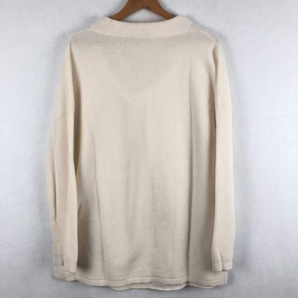 LOFT Women's Plus Size 16/18 Cream Cowl Neck Wool Blend Knit Tunic Sweater - Picture 2 of 6